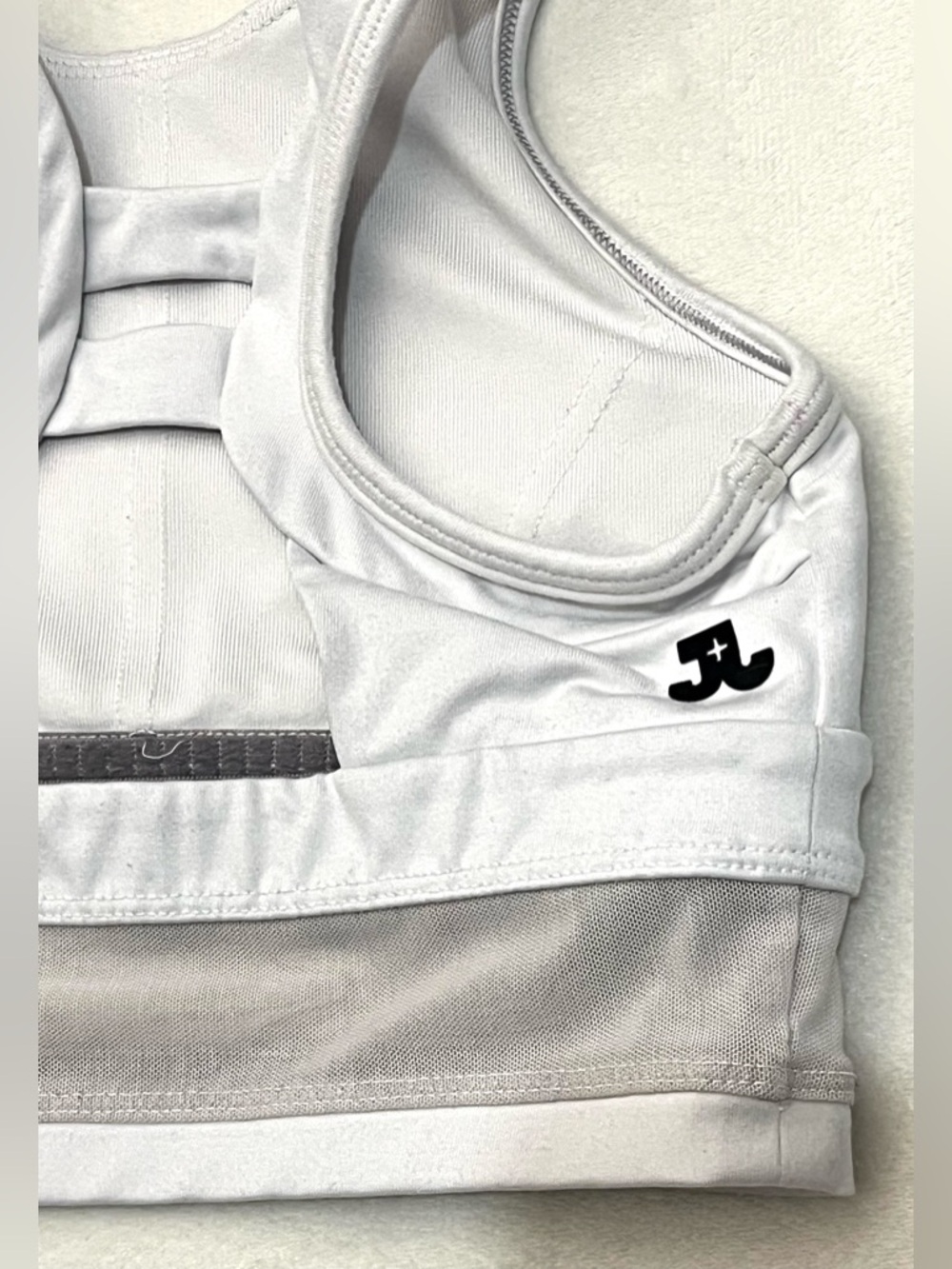 Jo+Jax Youth White High-Neck Premium Dance + Activewear Performance Sports Bra - Picture 9 of 16
